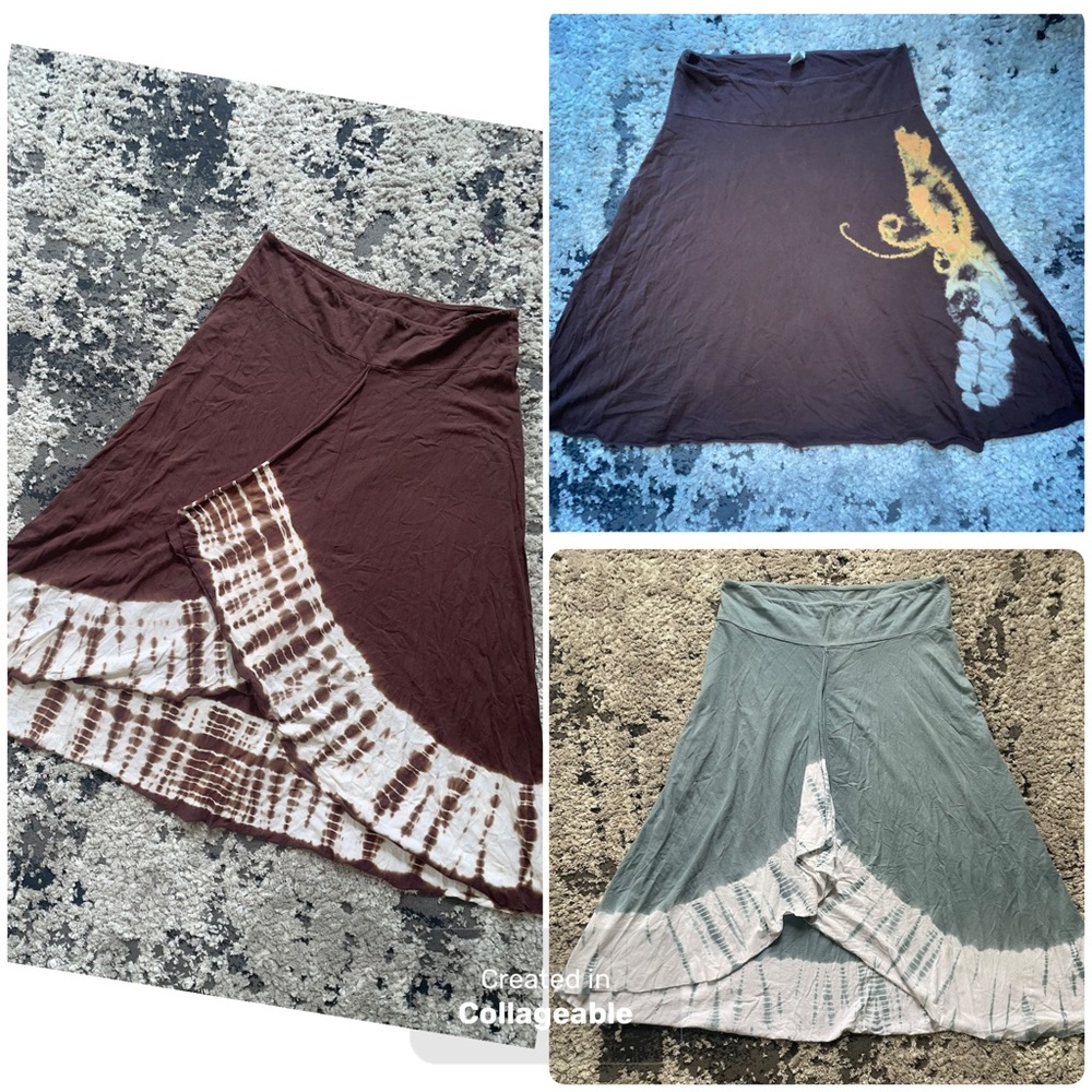 PrAna Skirt Bundle (2) Midi Ruffled A-Line Set Yoga Stretchy Casual Luxury Cute.